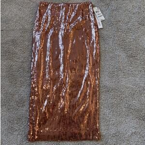 NWT Culpos x INC Rose Gold Sequin Fitted Midi Skirt